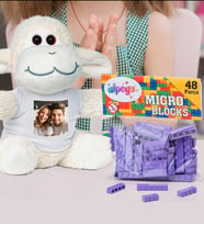 Kişiye Özel Peluş Kuzu Ve Renkli Micro Blocks Lego (Mor)