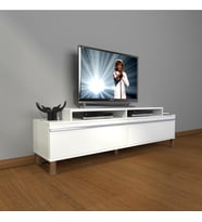 Decoraktiv Ekoflex 4 Mdf Krom Ayaklı Tv Ünitesi Tv Sehpası (Beyaz)