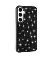Galaxy S24 Kılıf Parlak Taşlı Tasarım Pırlanta Kılıf (Siyah)