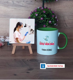 Diş Hekimi Fotoğraflı Dekoratif Taş, Kupa Bardak Beyaz Hediye (Model 14)
