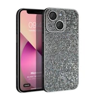 Microsonic Apple iPhone 13 Kılıf Bling Rhinestones Siyah (Koyu Gri)