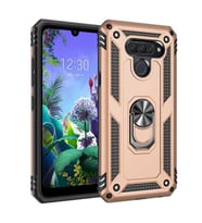 LG Q60 Kılıf Yüzüklü Zırh Tank Vega (Gold)