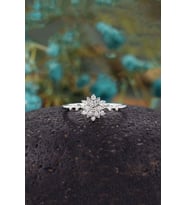 Kristal Kar Tanesi Ayarlanabilir 14 K Rose / Altın veya Gümüş Kaplama Kadın Yüzük (Gümüş)