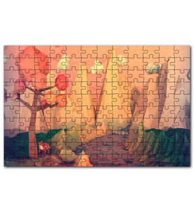 Cakapuzzle Minimalizm Tilki Ağaç Dağ Nehir Soyut Sanat Puzzle Yapboz MDF (Ahşap) (255 Parça)