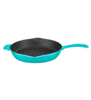 Lava Döküm Yuvarlak Izgara Tavası Döküm Demir Yekpare Saplı Spring Serisi Çap(Ø)28cm. (Turkuaz)
