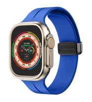 Apple Watch 49mm Ultra Seri Uyumlu Coastal Manyetik Tokalı Silikon Kordon (Mavi)