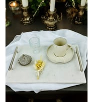 Gentle Damat Kahve Fincan Tepsisi (Gümüş)