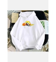 Anime Sembol Kapşonlu Sweatshirt (Beyaz)