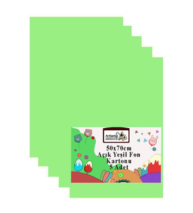 Fon Kartonu 50x70 cm 120 gr 5 Adet 50*70 cm Renkli Fon Kartonu Kağıdı 120 Gr Okul Sınıf Etkinlik Kreş Okul Öncesi (Açık Yeşil)