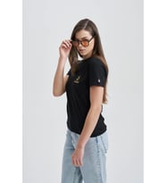 Face Of Niho Kadın Baskı Taş T-Shirt (Siyah)