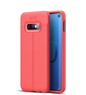 Microsonic Samsung Galaxy S10e Kılıf Deri Dokulu Silikon (Kırmızı)