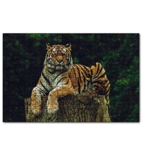 Cakapuzzle Kütüğün Üzerindeki Bengal Kaplanı  Puzzle Yapboz MDF (Ahşap) (500 Parça)