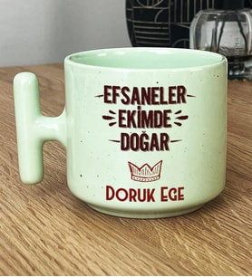 Kişiye Özel Efsaneler Ekimde Doğar Hediye Pastel T Kupa Doğum Günü Hediyesi (Yeşil)