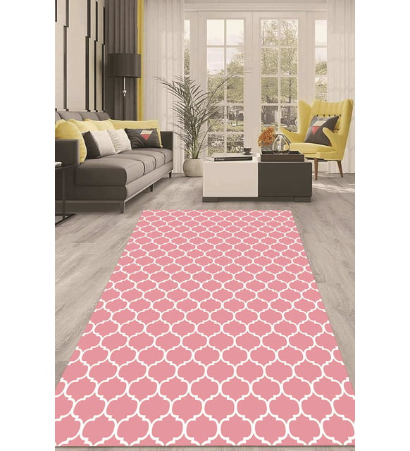 Dijital Kaymaz Taban Yıkanabilir Modern Renkli Salon Halısı Mutfak Halısı Yolluk ND-HT-545 (Pembe)