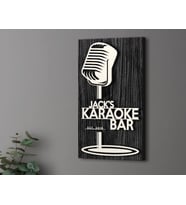 BK Gift Kişiye Özel Kabartma Tasarımlı Siyah (Ebony) Ahşap Karaoke Bar Tabelası 46cm, Home Bar Tabela, Rustik Ev Dekorasyonu, Duvar Dekoru (Model 6)