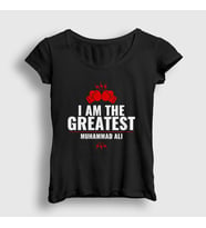 Presmono Kadın Sarı Greatest Muhammed Ali T-Shirt 230337tt (Siyah)