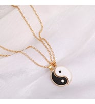 Kişiye Özel 925 Ayar Gümüş Çift Yin Yang Kolye (Gold)