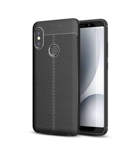 Xiaomi Redmi Note 5 Pro Kılıf Zore Niss Deri Desenli Silikon (Siyah)