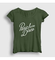 Presmono Kadın Sarı Rare To Die Panic! at the Disco T-Shirt 73479tt (Haki)