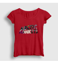 Presmono Kadın Sarı Mask Arctic Monkeys T-Shirt 14694tt (Kırmızı)