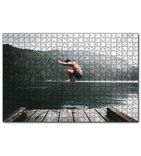 Cakapuzzle Göl Orman İskele ve Atlayış Yapan Adam  Puzzle Yapboz MDF (Ahşap) (500 Parça)