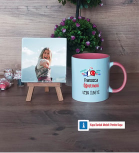 Fransızca Öğretmeni Fotoğraflı Dekoratif Taş, Kupa Bardak Beyaz Hediye Öğretmenler Günü Hediyesi (Model 6)