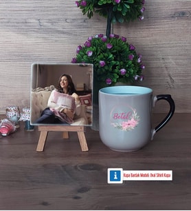 İsme Özel İsim Yazılı Fotoğraflı Dekoratif Taş, Kupa Bardak Beyaz Hediye (Model 10)