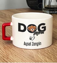 Kişiye Özel Dog Mom Hediye Lüks Fincan Köpek Annesi (Kırmızı)