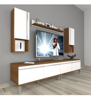 Decoraktiv Eko 5200TA Mdf Krom Ayaklı Tv Ünitesi Tv Sehpası (Beyaz - Kahverengi)