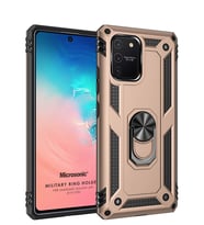 Microsonic Samsung Galaxy S10 Lite Kılıf Military Ring Holder (Gold)