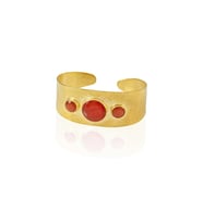 Kadir Jewellery 22 Ayar Altın Kaplama El İşçiliği Zirkon Taşlı Kadın Kelepçe Bilezik (Kırmızı)
