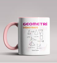Kişiye Özel Geometri Öğretmeni Tasarımlı Siyah Renk Kupa Bardak 3 (Pembe)