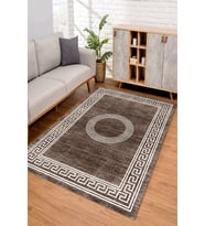 Dijital Kaymaz Taban Yıkanabilir Renkli Salon Halısı Mutfak Halısı Yolluk ND-SD-583 (Kahverengi)