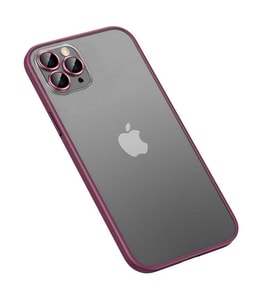 iPhone 12 Pro Max Kılıf Retro Kenar ve Lens Koruyucu Renkli Kılıf (Koyu Mor)