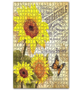 Cakapuzzle Ayçiçek Ve Mektup Desenli Görseli Puzzle Yapboz MDF (Ahşap) (500 Parça)