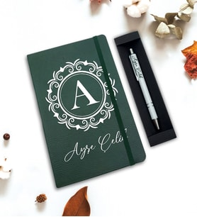 Kişiye Özel Defter & Kalem Hediye Seti (Yeşil)