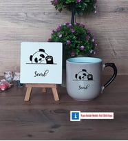Sevimli Panda Dekoratif Taş, Kupa Bardak Kırmızı Hediye (Model 9)