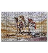 Cakapuzzle Çölde İki Deve ve Rehber Puzzle Yapboz MDF (Ahşap) (1000 Parça)