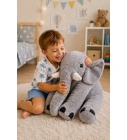 Uyku Arkadaşım Fil Peluş Fil 65 Cm Dev Boy (Koyu Gri)