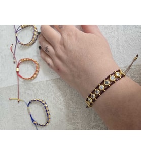 Miyuki Gold Taşlı Bileklik (Kahverengi)