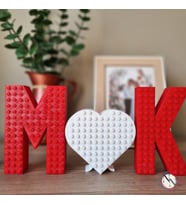 Kişiye Özel Lego Uyumlu Harf ve Kalp Seti - Anlamlı ve Şık Hediye (Kırmızı)