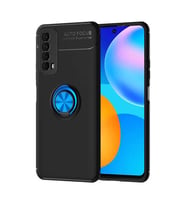 Huawei P Smart 2021 Kılıf Zore Ravel Yüzüklü Silikon Kılıf (Siyah-Mavi)
