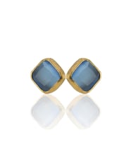 Kadir Jewellery 22 Ayar Altın Kaplama Kadın Minimal Küpe -El İşçiliği Ve Hipoalerjenik Küpe (Gece Mavisi)