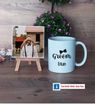 Groom Fotoğraflı Dekoratif Taş, Kupa Bardak Beyaz Hediye (Model 1)
