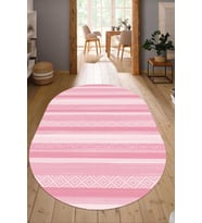 Dijital Baskılı Kaymaz Taban Yıkanabilir Oval Salon Halısı Mutfak Halısı Yolluk NDO-HT-1002 (Pudra-Krem)