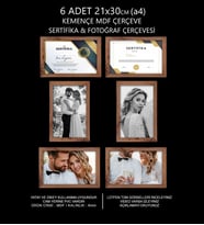 6 Adet 21x30 Çerçeve - Mdf Çerçeve - Fotoğraf Çerçevesi - A4 Sertifika Çerçevesi (Kahverengi)