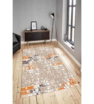 Dijital Baskılı Yıkanabilir Kaymaz Modern Renkli Salon Halısı Mutfak Halısı Yolluk ND-HY-899 (Bej)