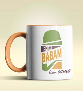 Kişiye Özel Benim Babam Tasarımlı Siyah Kupa Bardak (Turuncu)