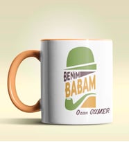 Kişiye Özel Benim Babam Tasarımlı Siyah Kupa Bardak (Turuncu)