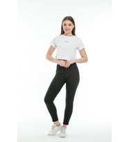 Süperlife Kadın Bisiklet Yaka Slim Fit Brookyn Baskılı Tişort SPR21Y14 (Beyaz)